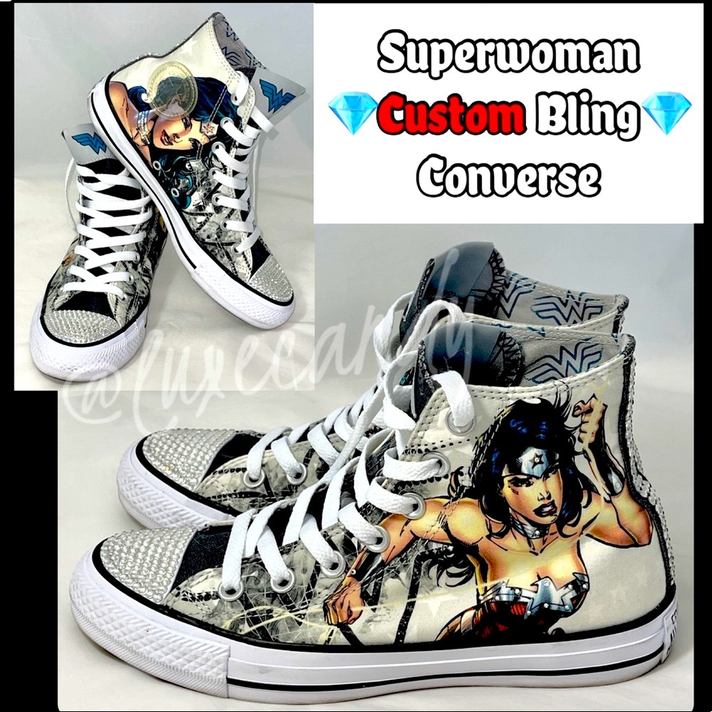 💎Wonder Woman Converse - Custom BLING Converse